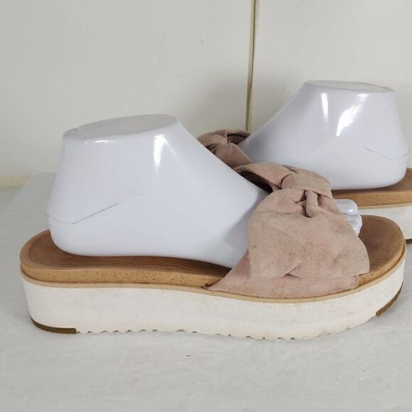 UGG Women's Joan US 10 Pink Suede Bow Open Toe Platform Slide Sandals - Picture 9 of 14